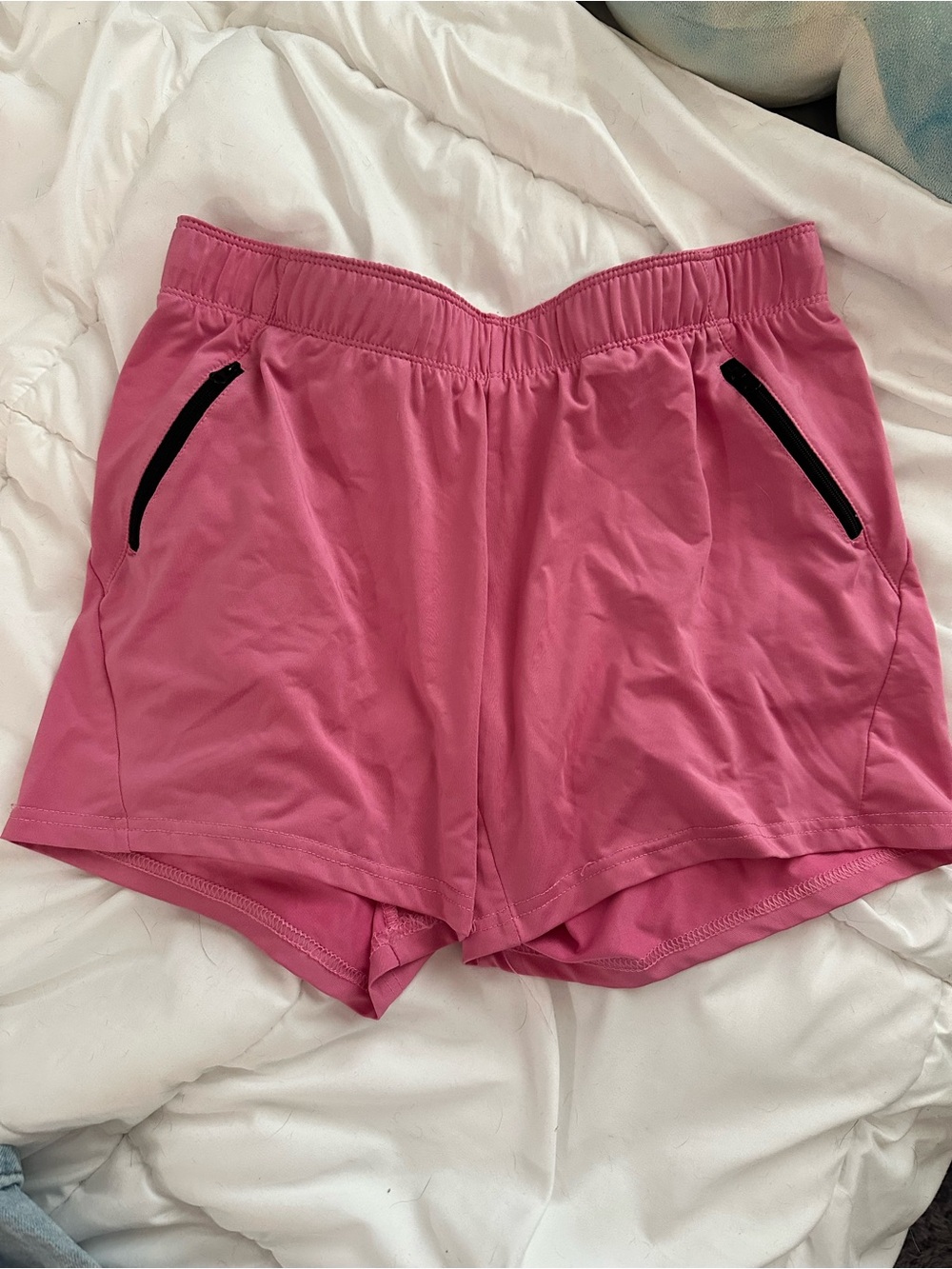 liberty Pink Athletic Shorts with Black Zip Accents